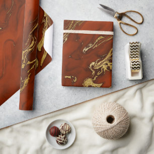 Elegant orange och guld höst marmorsten presentpapper