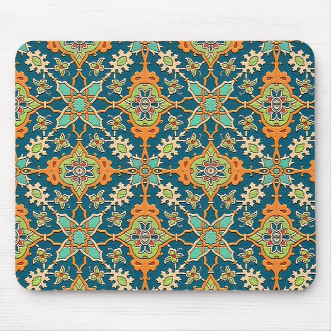 Elegant Orange och Teal Mousepad Musmatta (Framsidan)