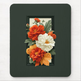 Elegant orange och vit blomsterkonst Akrylkonst Musmatta