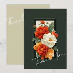 Elegant orange och vit blomsterkonst Akrylkonst Tack Kort