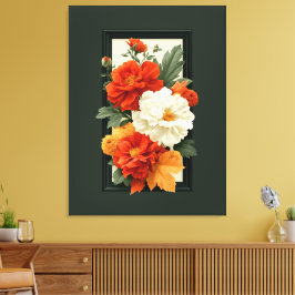 Elegant orange och vit blomsterkonst canvastryck