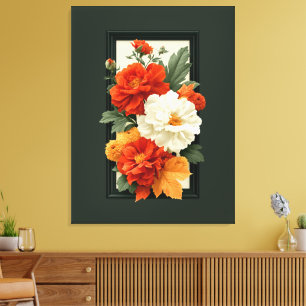 Elegant orange och vit blomsterkonst canvastryck