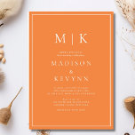 Elegant Orange och Vita klassiska Bröllop Inbjudningar<br><div class="desc">Dessa elegant,  moderna blöjor för bröllop eller möhippa har en enkel Orange och vittext som utesluter minimalistiskt stil. Lägg till initialer eller monogram för att göra dem helt egna.</div>