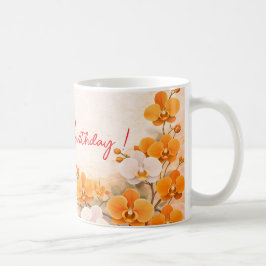 Elegant Orange Orchid Birthday Kaffemugg