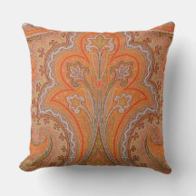 Elegant Orange Parisian Paisley Dekorativ kudde