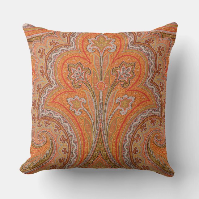 Elegant Orange Parisian Paisley Dekorativ kudde (Framsida)