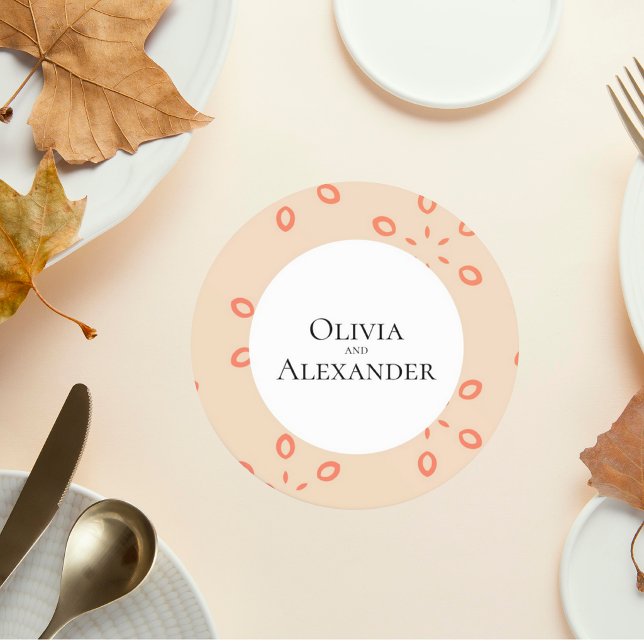Elegant Orange Pattern Wedding Coaster Underlägg Papper Rund (Skapare uppladdad)