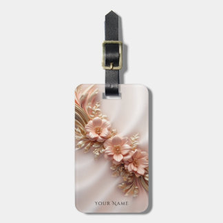 Elegant Orange Peach Blommigt Luggage Tag Bagagebricka