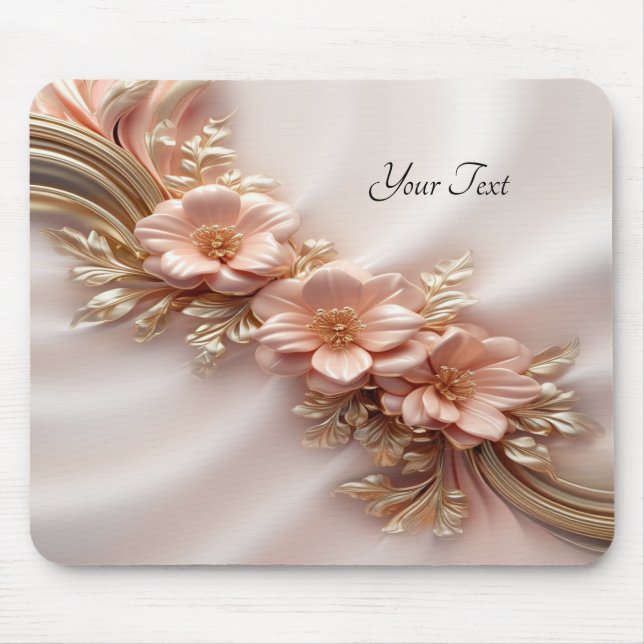 Elegant Orange Peach Blommigt Mousepad Musmatta (Framsidan)