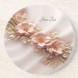 Elegant Orange Peach Blommigt Sandstone Underlägg