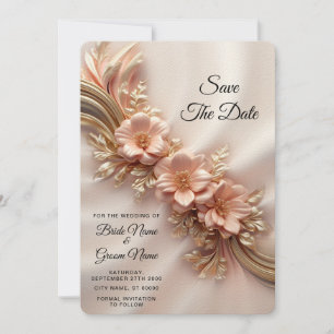 Elegant Orange Peach-Blommigt Spara datum Datumet