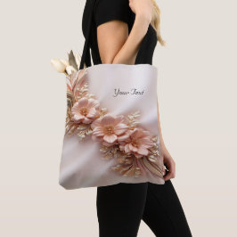 Elegant Orange Peach Blommigt Tobit Bag Tygkasse