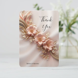 Elegant Orange Peach-Blommigten Tack för ditt kort