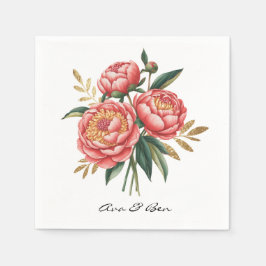 Elegant Orange Peony Bouquet Bröllop Pappersservett