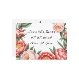 Elegant Orange Peony Paint Bröllop spara datum Inbjudningar