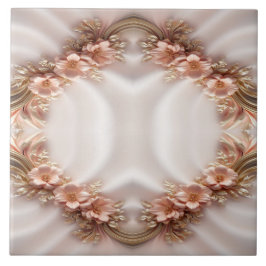 Elegant Orange Persika Blommigt Ceramic Tile Kakelplatta