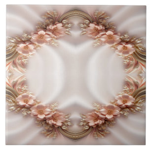 Elegant Orange Persika Blommigt Ceramic Tile Kakelplatta