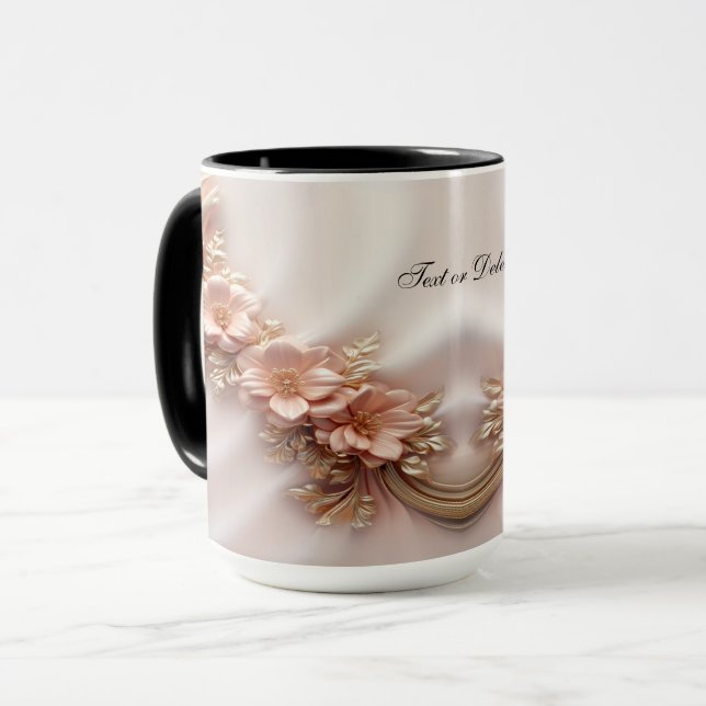 Elegant orange persiko blomkrukad mugg (Framsida vänster)