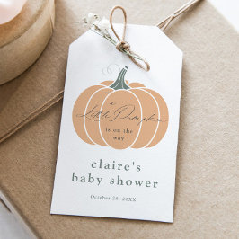 Elegant orange pumpa höst baby shower present presentetikett