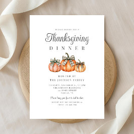 Elegant Orange Pumpkins Thanksgiving Dinner Inbjudningar