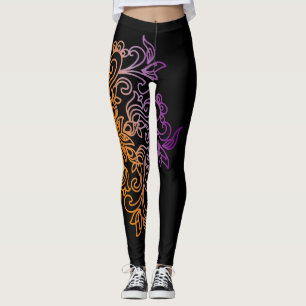 Elegant orange purpurfärgad lutningMandala Leggings