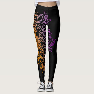 Elegant orange purpurfärgad lutningMandala Leggings