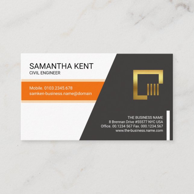 Elegant Orange Rand Trapezium Engineering Visitkort (Framsida)