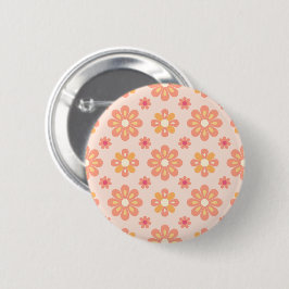 Elegant orange retro blommig geometrisk pinback kn knapp