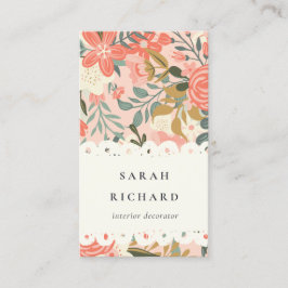Elegant Orange Rosa Grönt Ambrosia Blommigt Visitkort