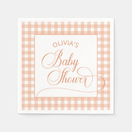 Elegant orange rutigt mönster baby shower pappersservett