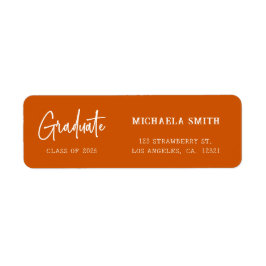 Elegant Orange Script Graduation Return Address Returadress Etikett