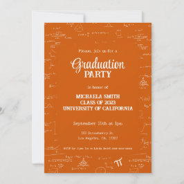 Elegant Orange Script Math Graduation Inbjudningar
