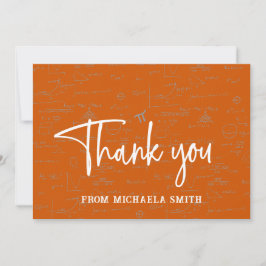 Elegant Orange Script Typography Math Graduation Tack Kort