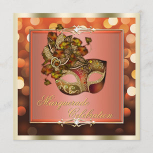 Elegant Orange Shiming Ljus Bokeh maskerad Inbjudningar