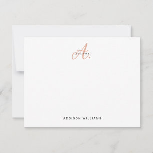 Elegant Orange Terracotta Script Monogram Anteckningskort