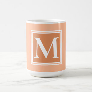 Elegant orange, vit monogramskripttopografi kaffemugg