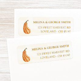 Elegant Orange Watercolor Pumpkin Return Address Returadress Etikett