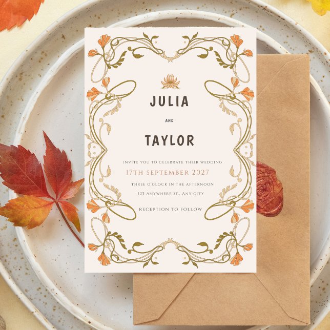 Elegant Orange Wedding Invitation – Soft Modern De Inbjudningar (Skapare uppladdad)