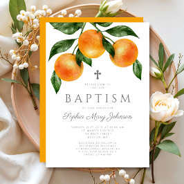 Elegant Oranges Girl Baptism Inbjudningar
