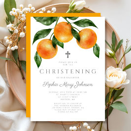 Elegant Oranges Girl Christening Inbjudningar