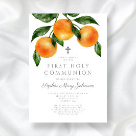 Elegant Oranges Girl First Heliga Communion Inbjudningar