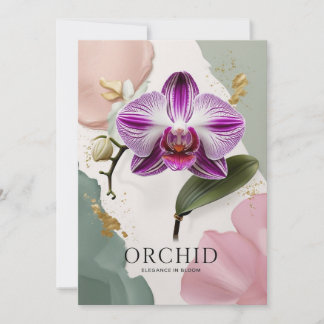 Elegant Orchid botanic night Inbjudningar