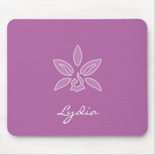 Elegant Orchid enkel fetstil Lila blomma med Namn Musmatta
