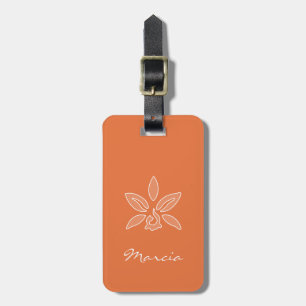Elegant Orchid enkel Rik Orange blomma med Namn Bagagebricka
