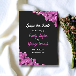 Elegant Orchid Flower Black Summer Blommigt Bröllo Spara Datumet