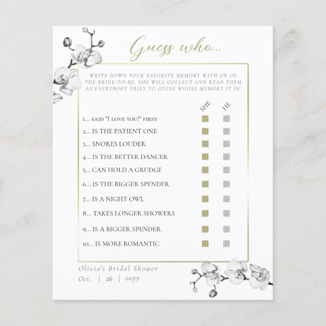 Elegant Orchid Ram Möhippa Gissa vem som spelar (Framsida)