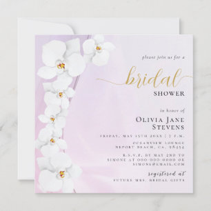Elegant Orchid Rosa Aesthetic Blommigt Möhippa Inbjudningar