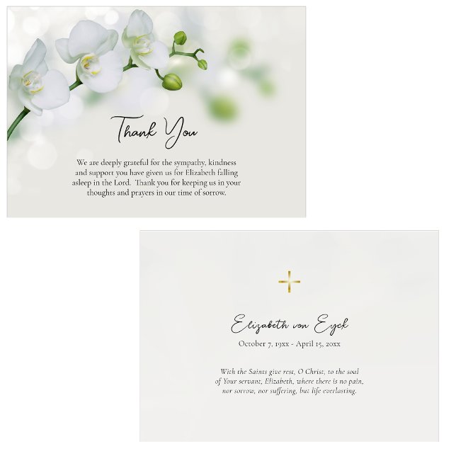 Elegant Orchids Ortodox Christian Funeral Tack Kort (Skapare uppladdad)