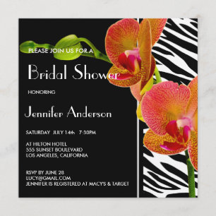 Elegant Orchids Zebra tryck Möhippa Inbjudan