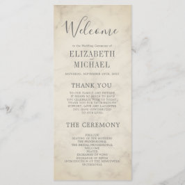 Elegant Order of Service Tropical Marble Bröllop Meny